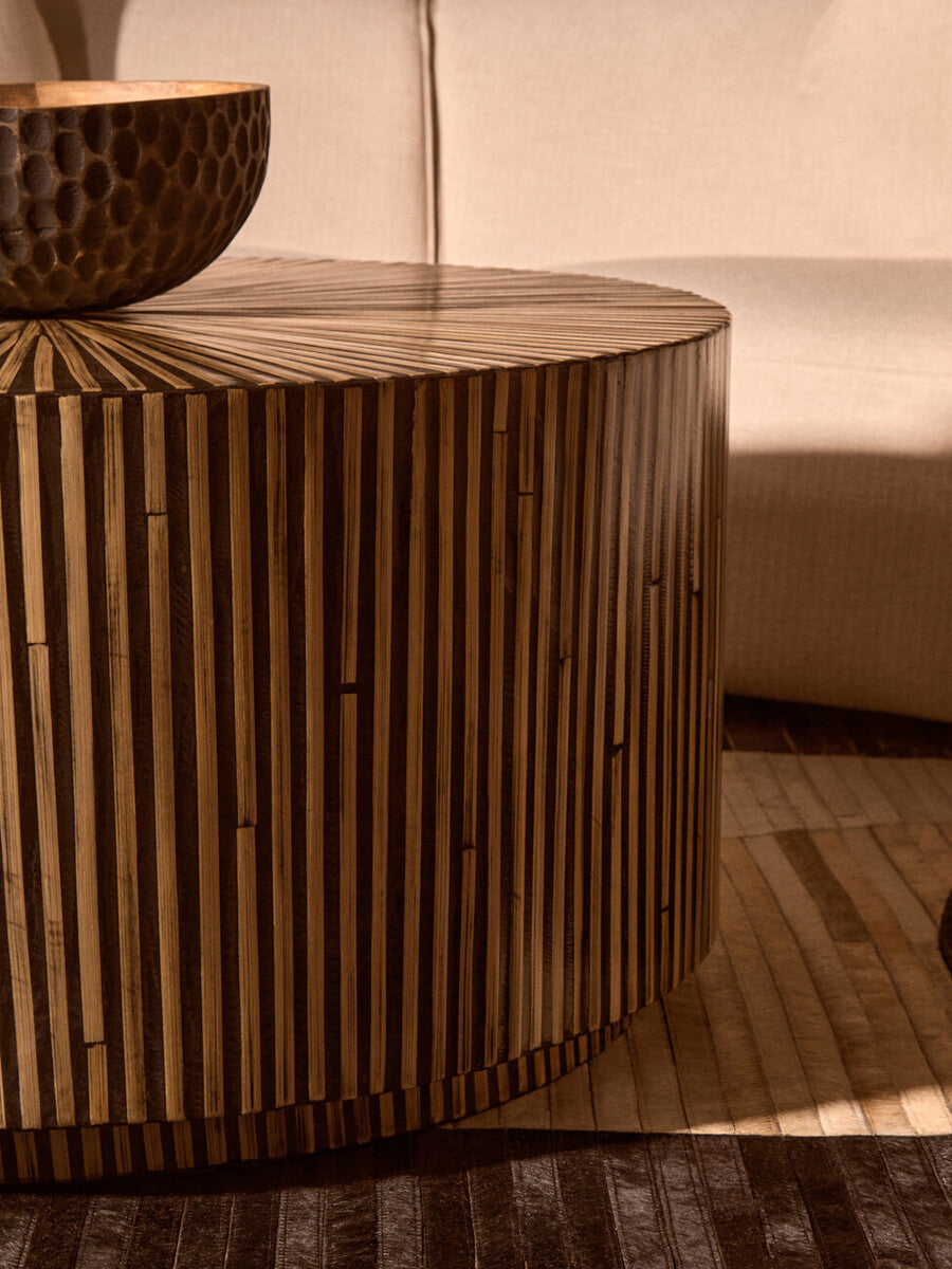 Bambusa Bamboo Inlay Round Coffee Table - Image 6