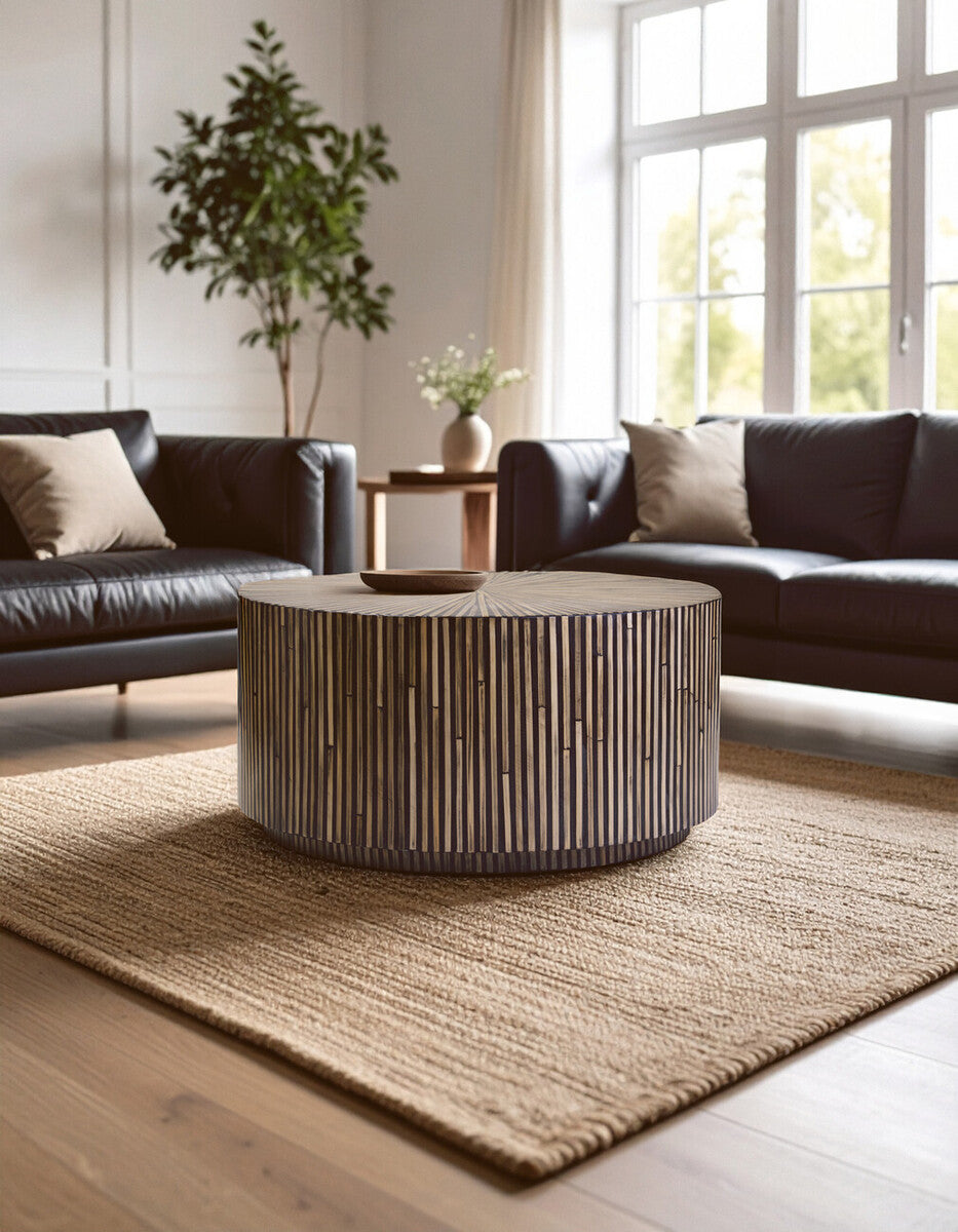 Bambusa Bamboo Inlay Round Coffee Table