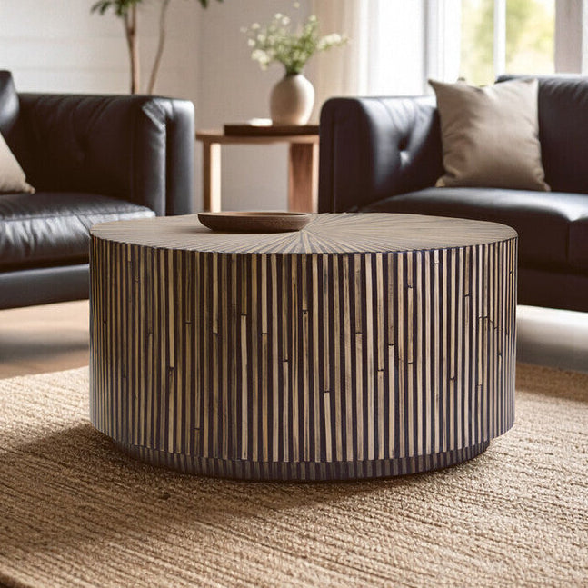 Bambusa Bamboo Inlay Round Coffee Table - Image 12