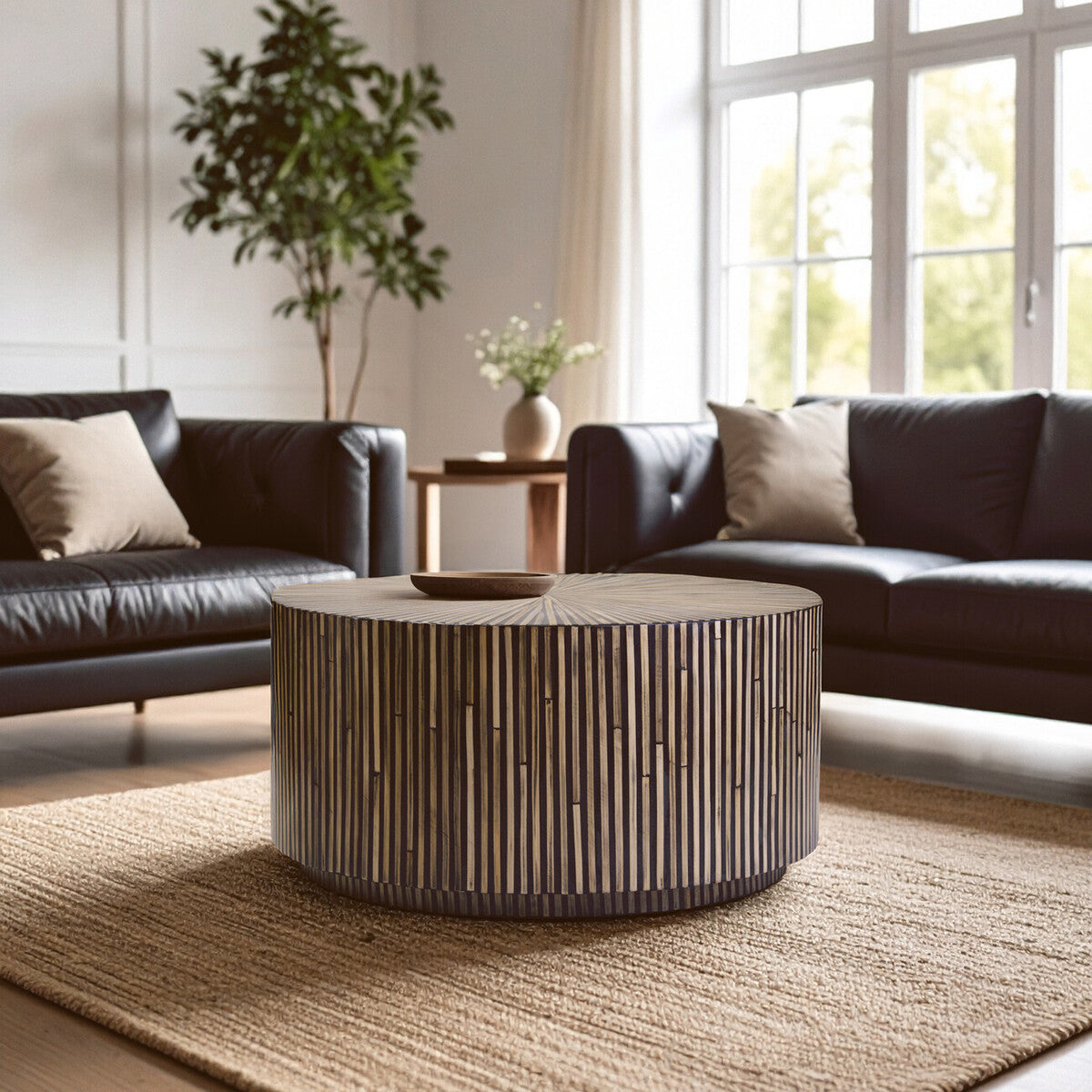 Bambusa Bamboo Inlay Round Coffee Table - Image 2