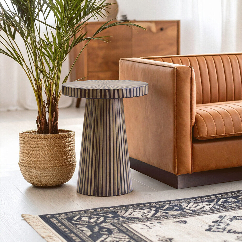 Bambusa Bamboo Inlay Round Side Table