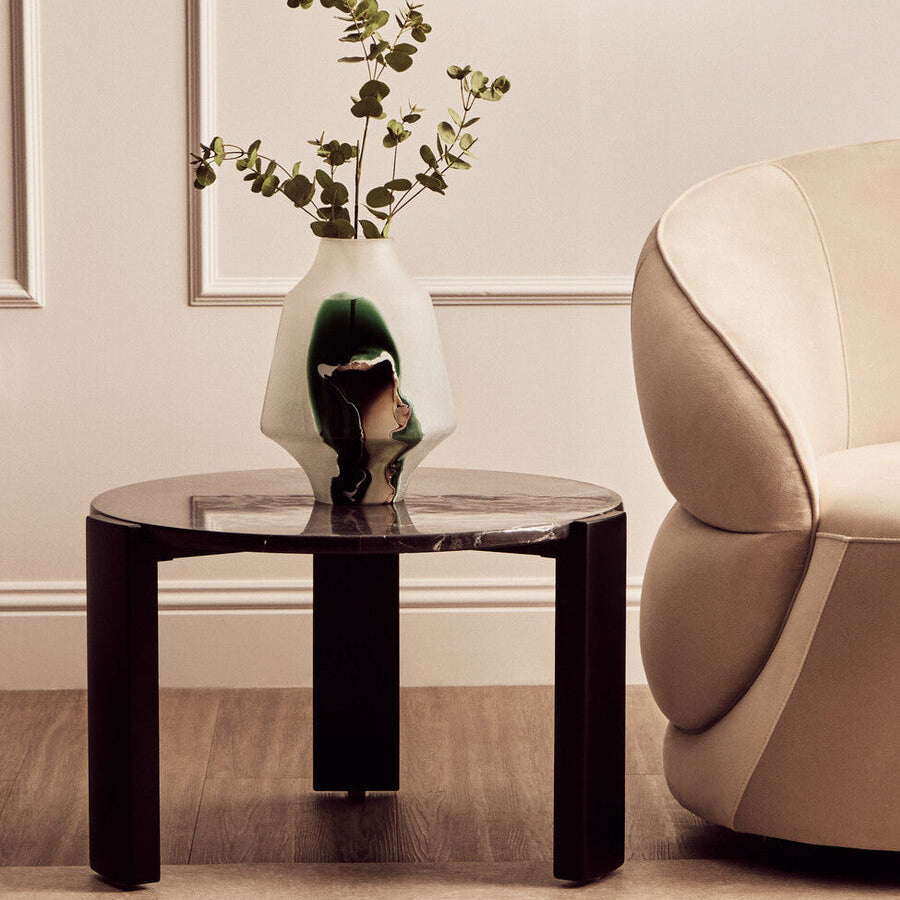 Palermo Round Black Marble Top Small Coffee Table - Image 2