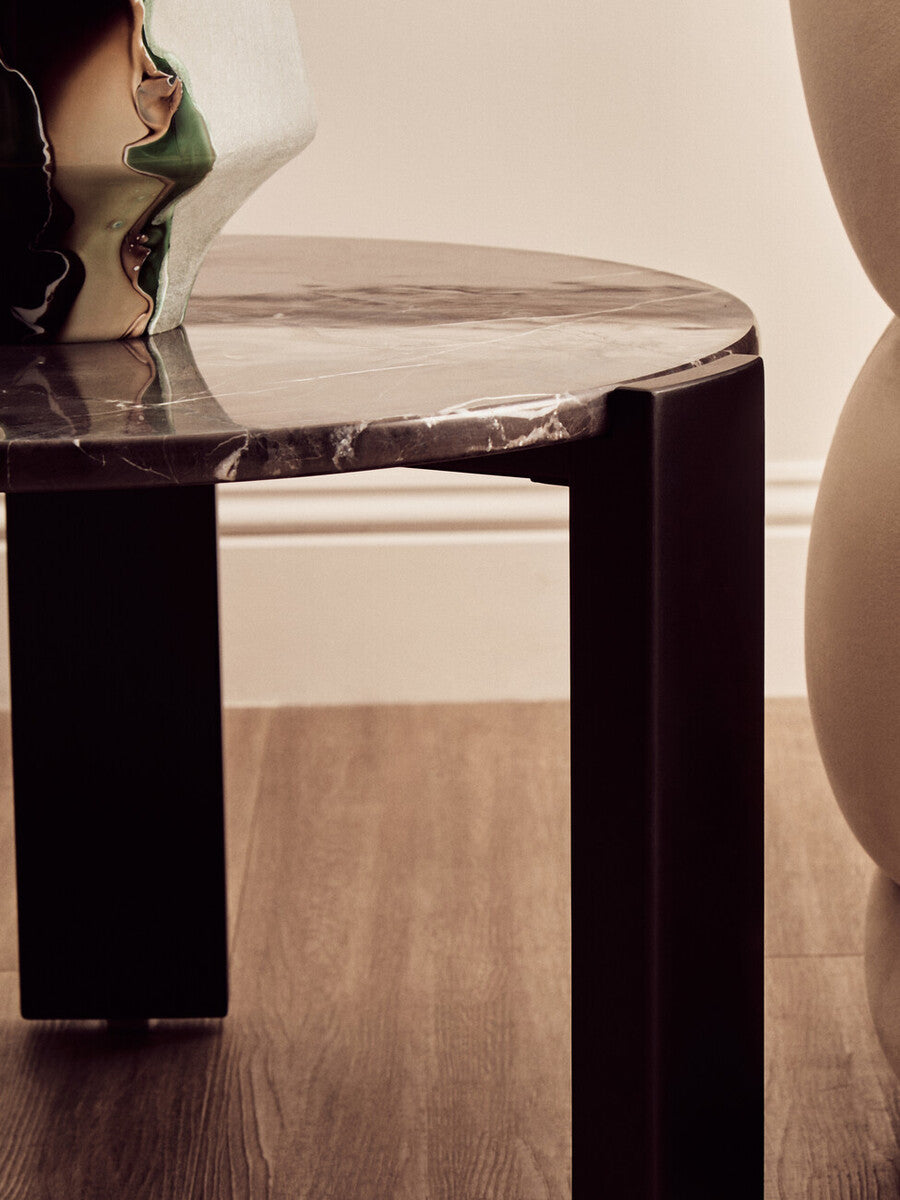 Palermo Round Black Marble Top Small Coffee Table - Image 3