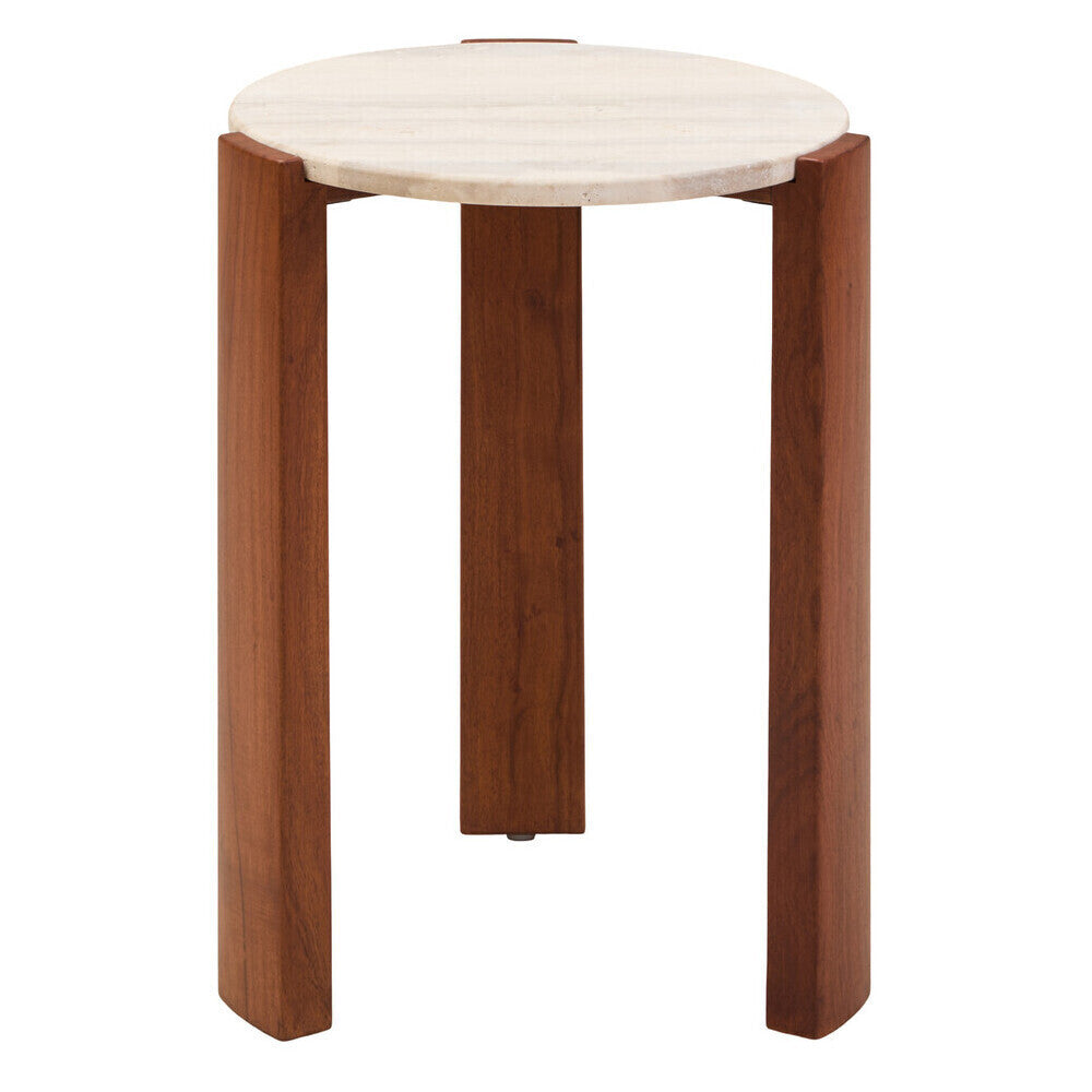 Palermo Travertine Top Round Side Table