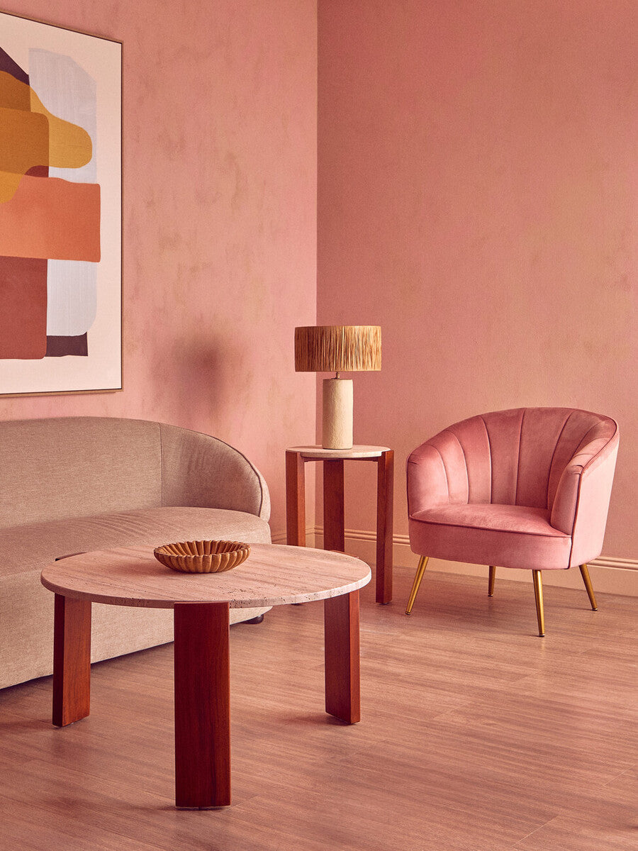 Palermo Travertine Top Round Side Table