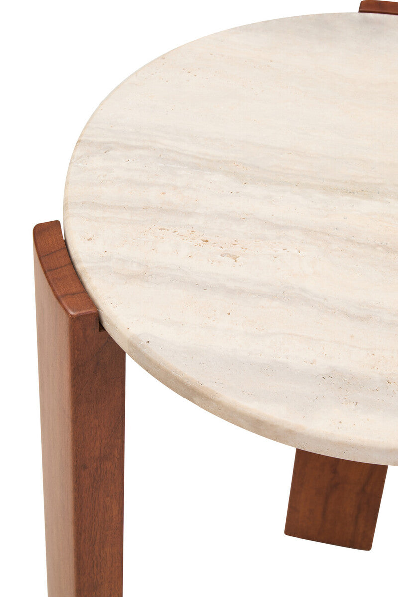 Palermo Travertine Top Round Side Table - Image 7