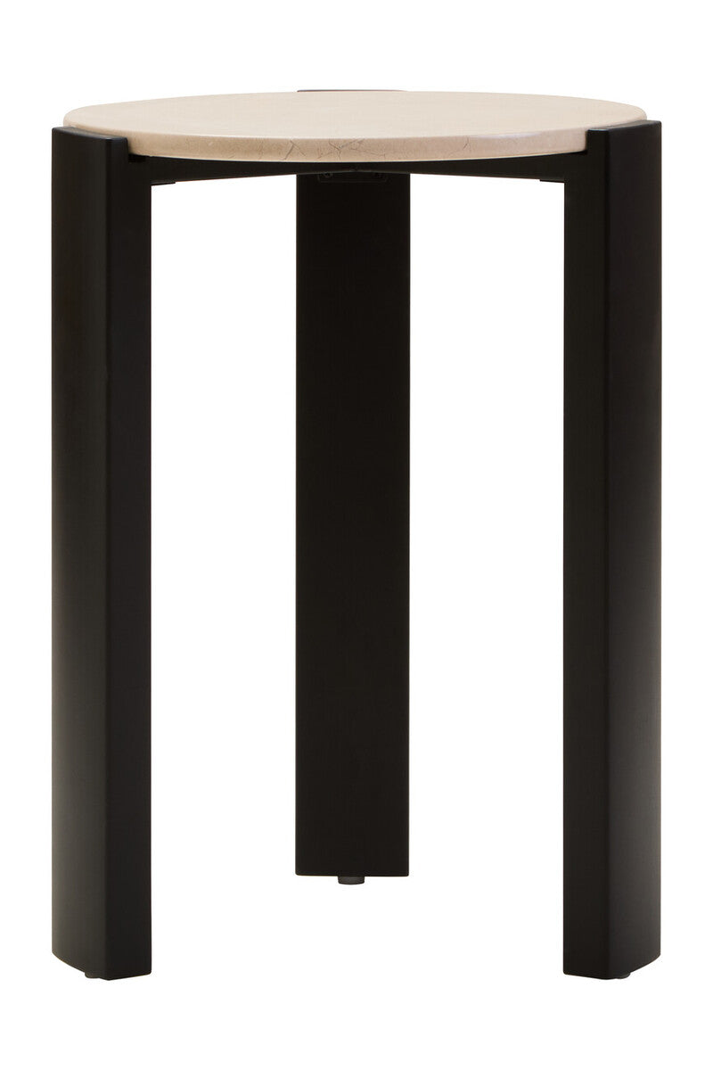 Palermo Cream Marble Top Round Side Table - Image 2