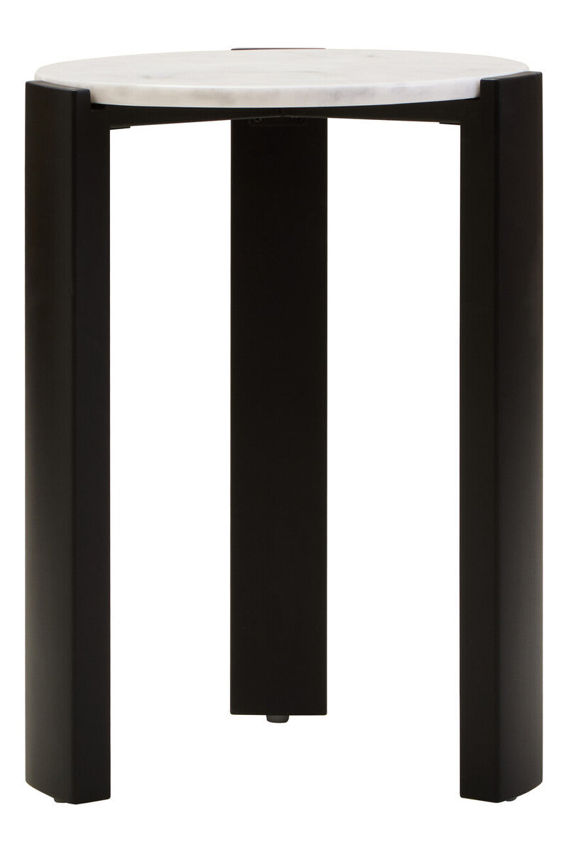 Palermo White Marble Top Round Side Table