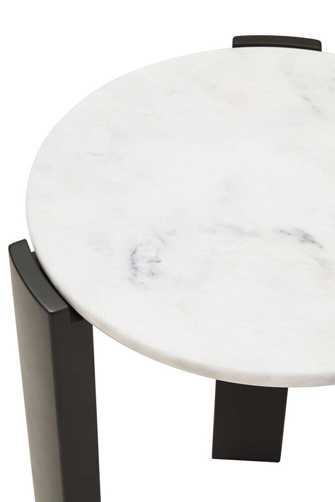Palermo White Marble Top Round Side Table