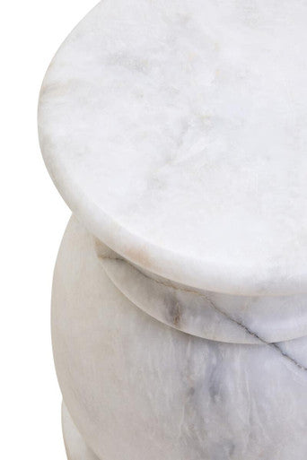 Zoro White Marble Stool And Side Table