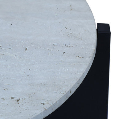 Winton Travertine Top Coffee Table With Black Acacia Wood Frame - Image 8