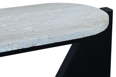 Winton Travertine Top Console Table With Black Acacia Wood Frame - Image 5