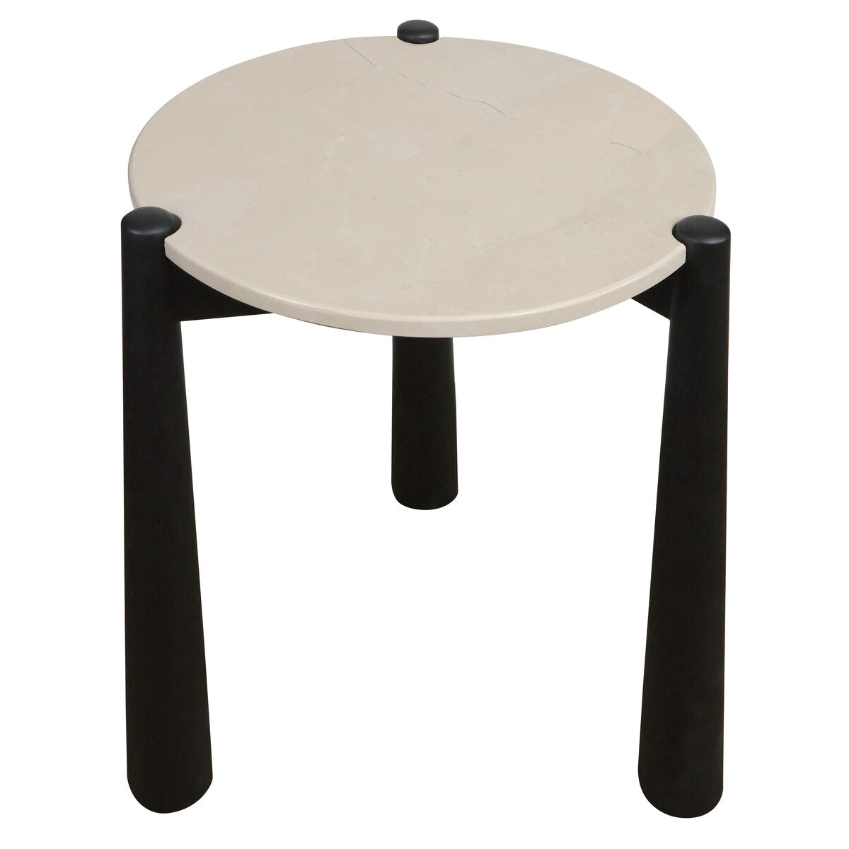 Mango Black Finish Wood Cream Marble Top Side Table | Wilbur