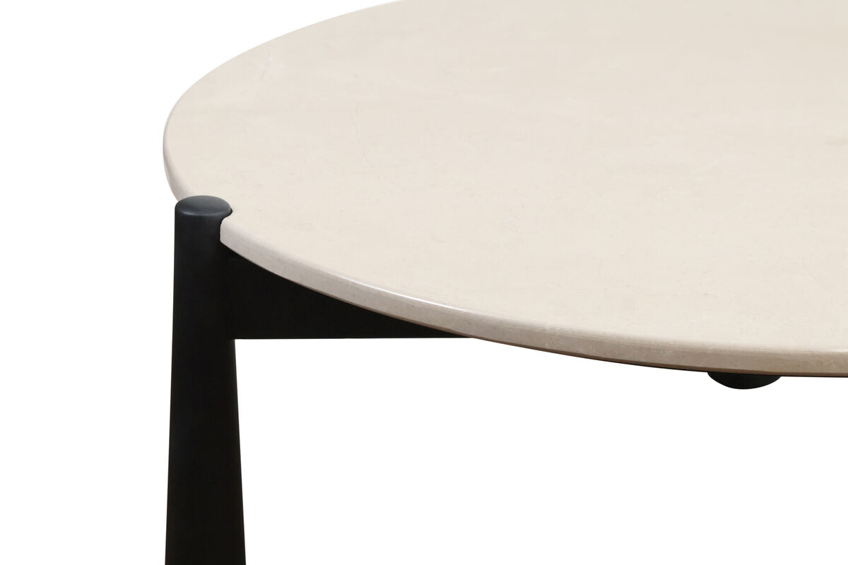 Mango Black Finish Wood Cream Marble Top Coffee Table | Wilbur