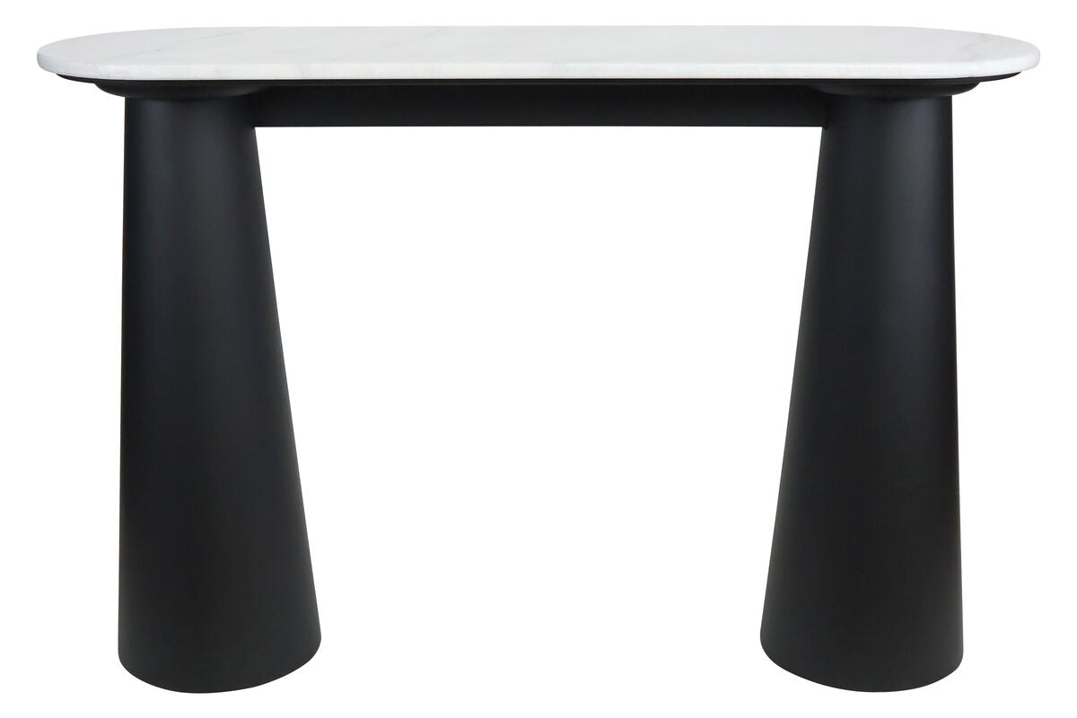 Mango Black Finish Wood White Marble Top Console Table | Waris