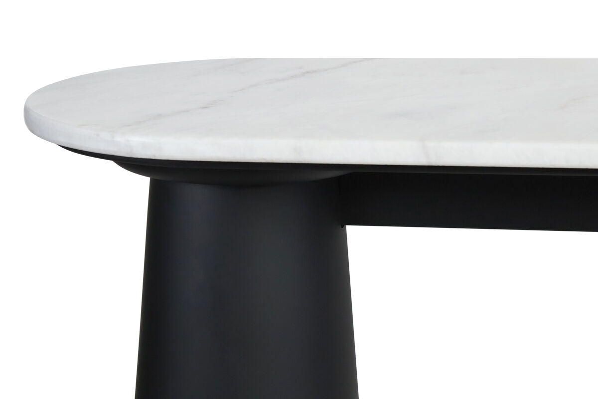 Mango Black Finish Wood White Marble Top Console Table | Waris