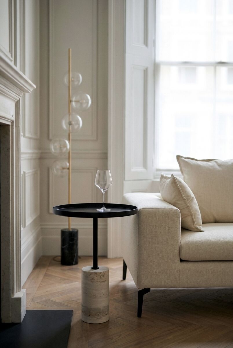 Metal Top Travertine Base Side Table | Murcia