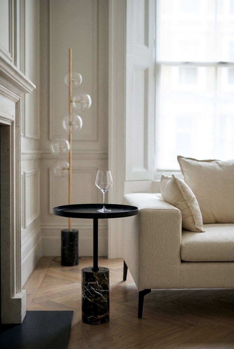 Metal Top Black and White Marble Base Side Table | Murcia