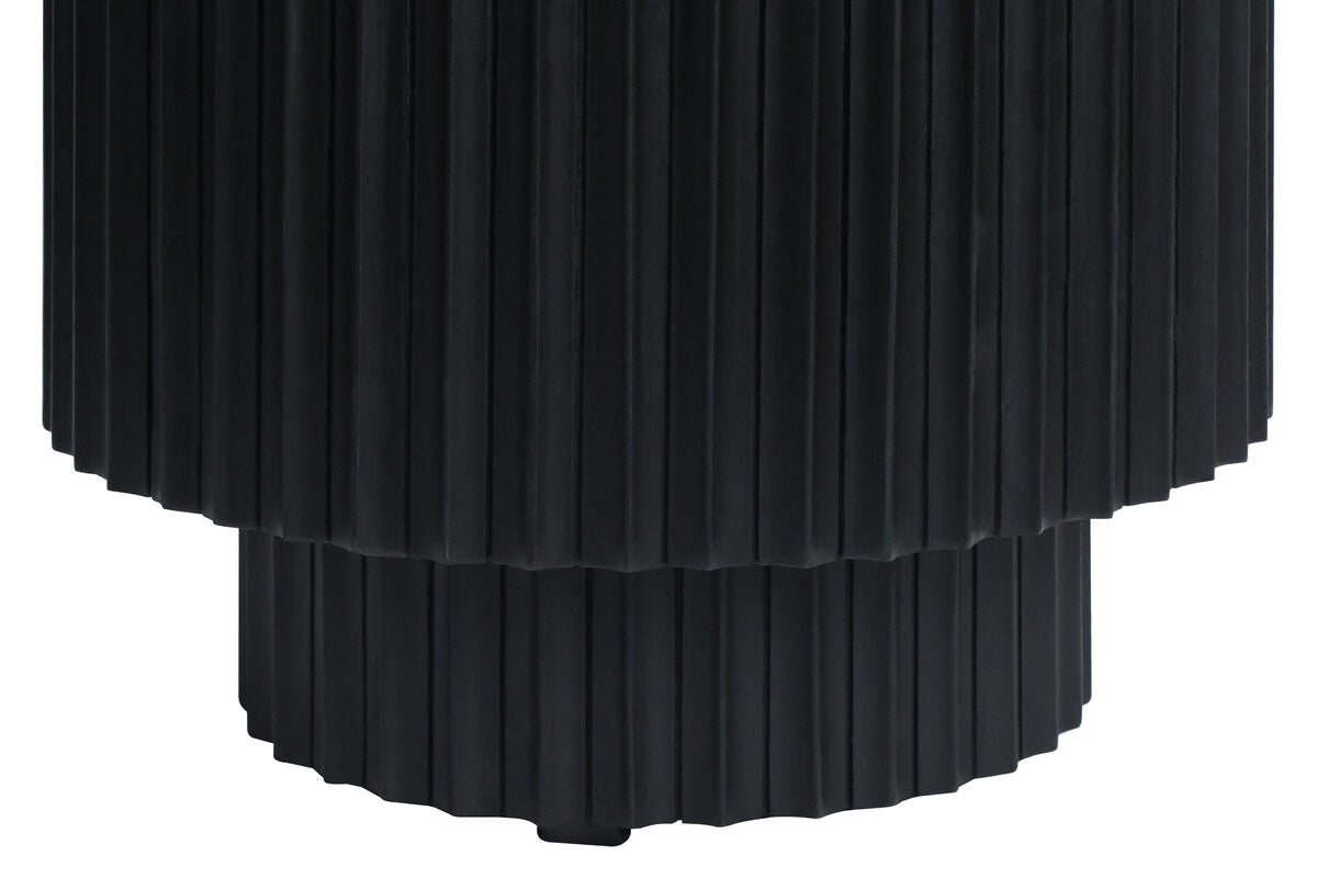 Small Black and White Marble Top Black Mango Wood Base Side Table | Matros