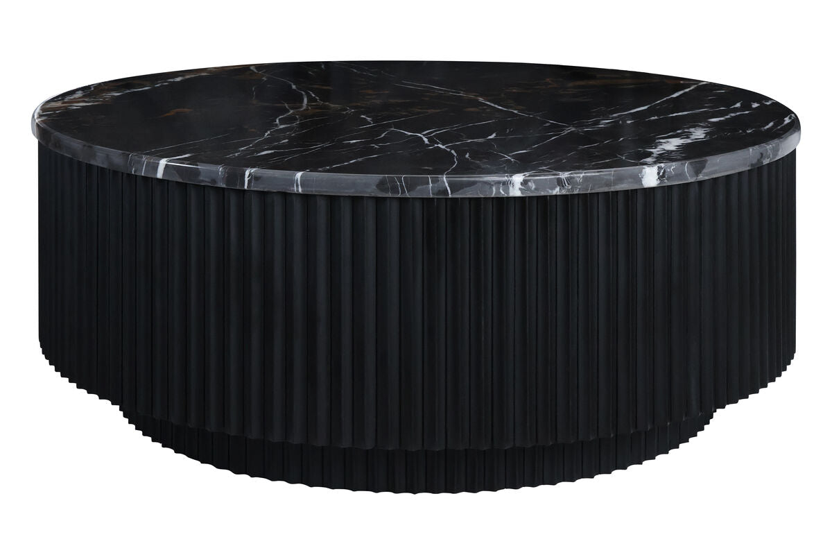 Black and White Marble Top Black Ridge Mango Wood Base Coffee Table | Molinos