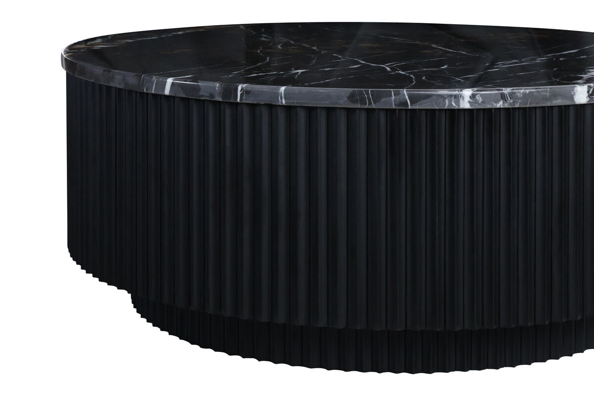 Black and White Marble Top Black Ridge Mango Wood Base Coffee Table | Molinos