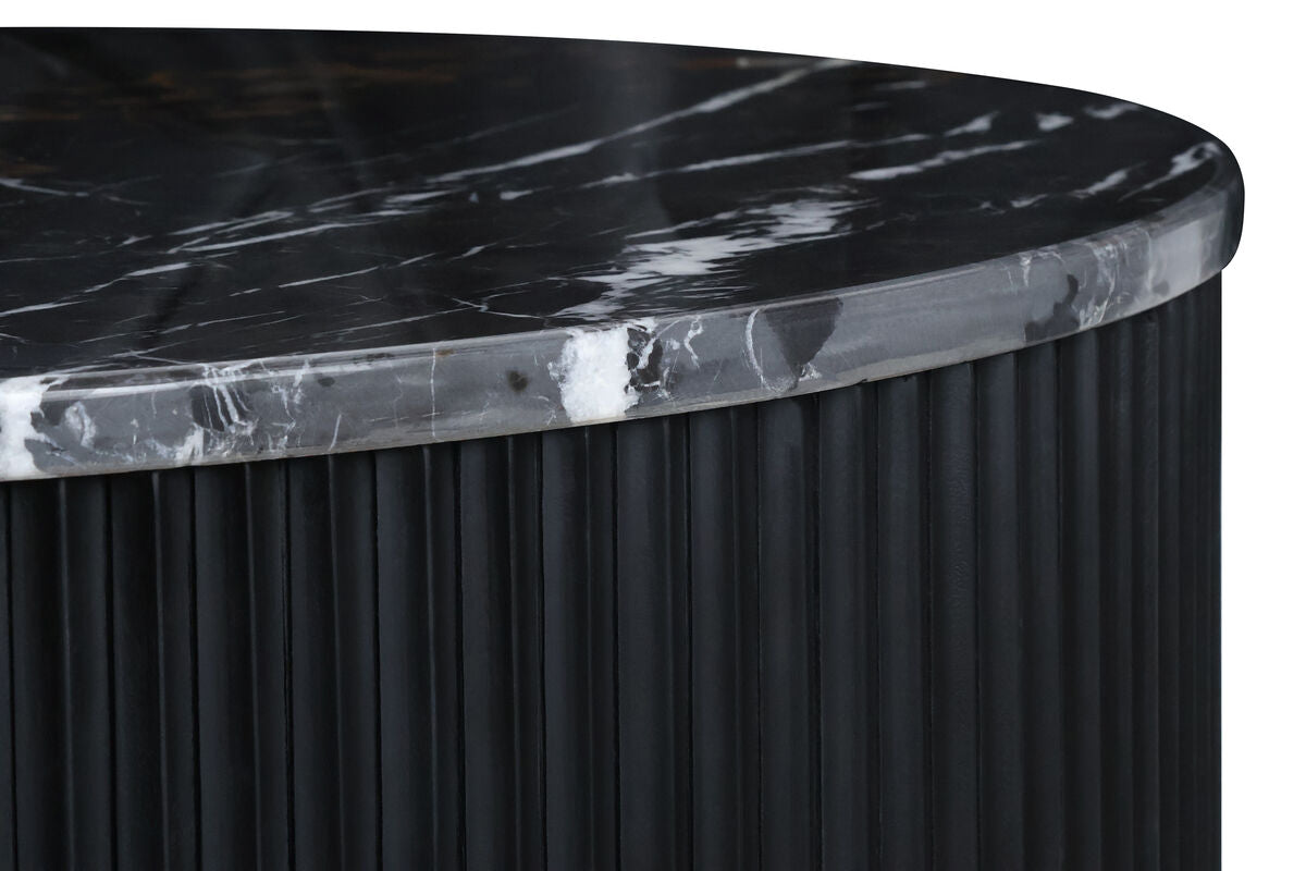 Black and White Marble Top Black Ridge Mango Wood Base Coffee Table | Molinos