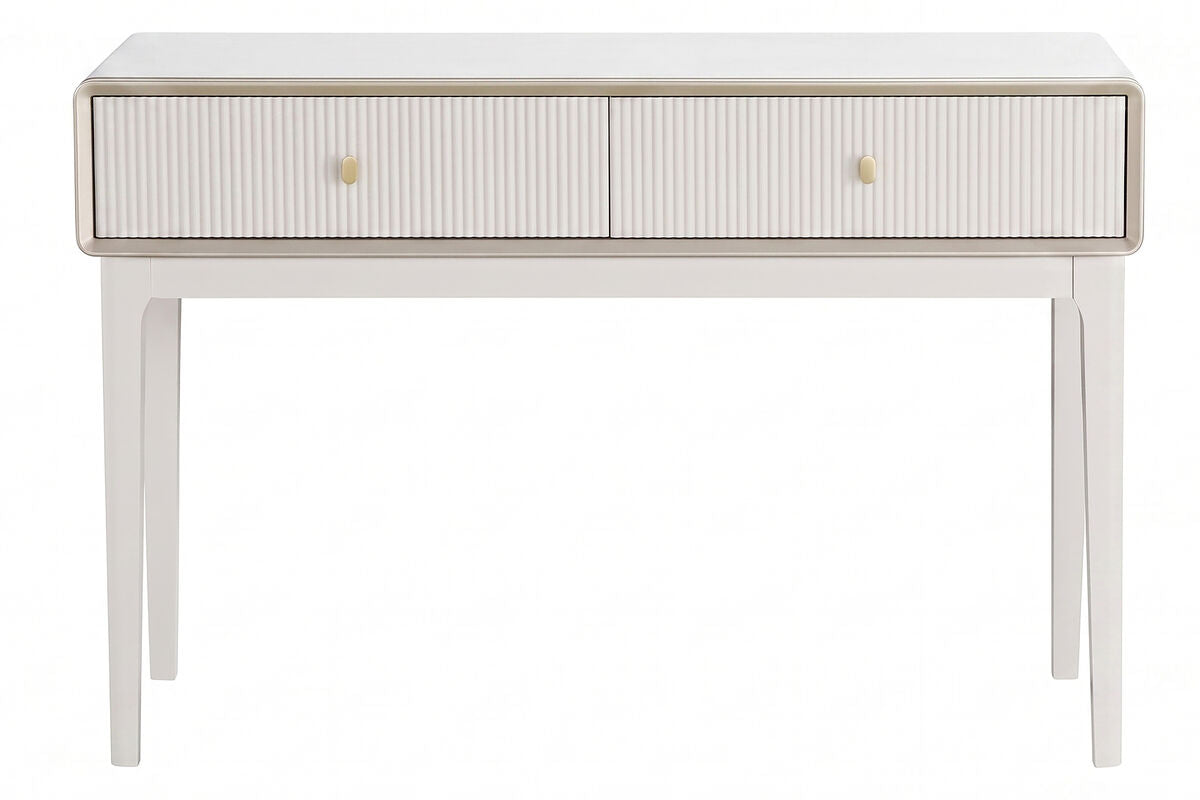 Ivory Wood Veneer Finish Two Drawer Dressing Table | Dorsino