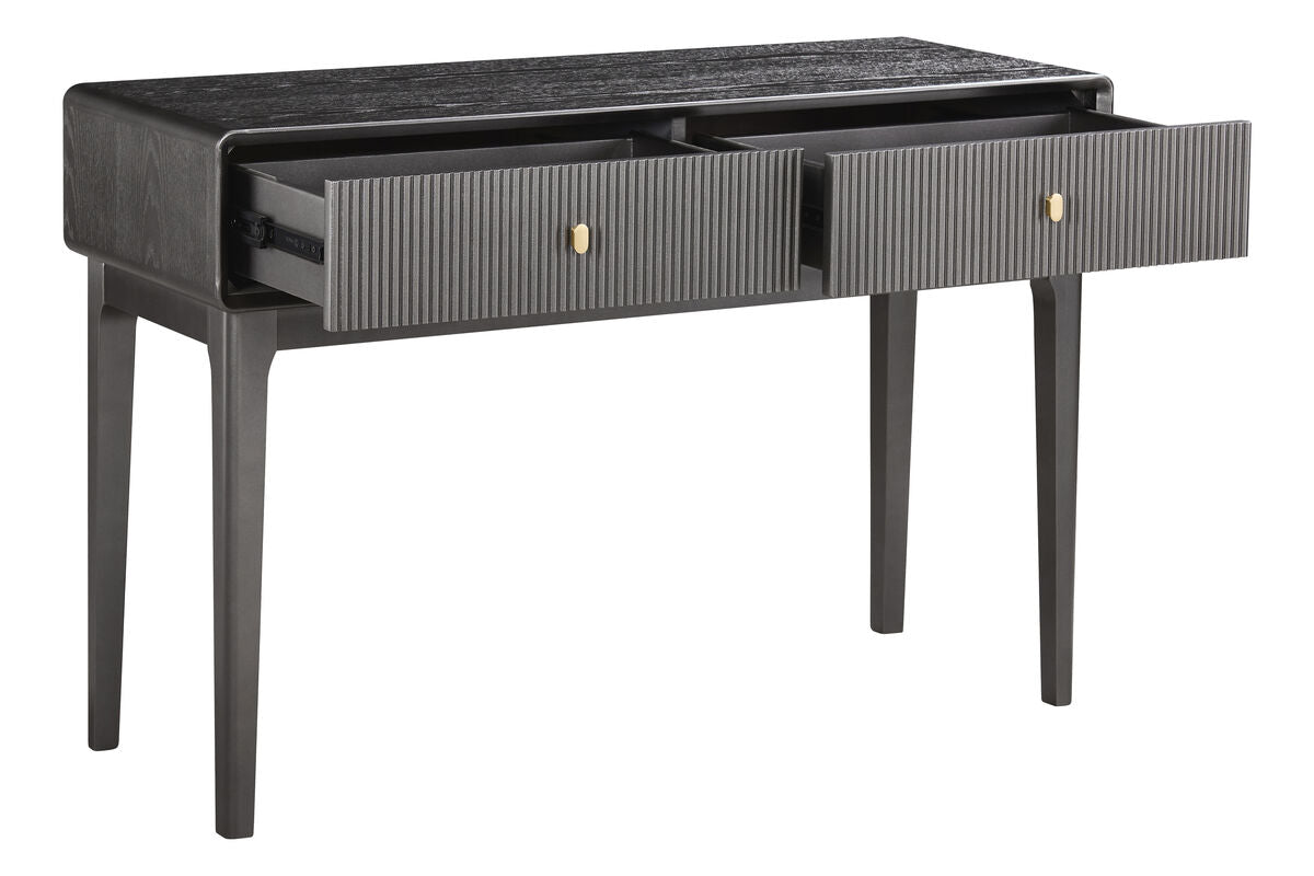 Brown Wood Veneer Finish Two Drawer Dressing Table | Dorsino