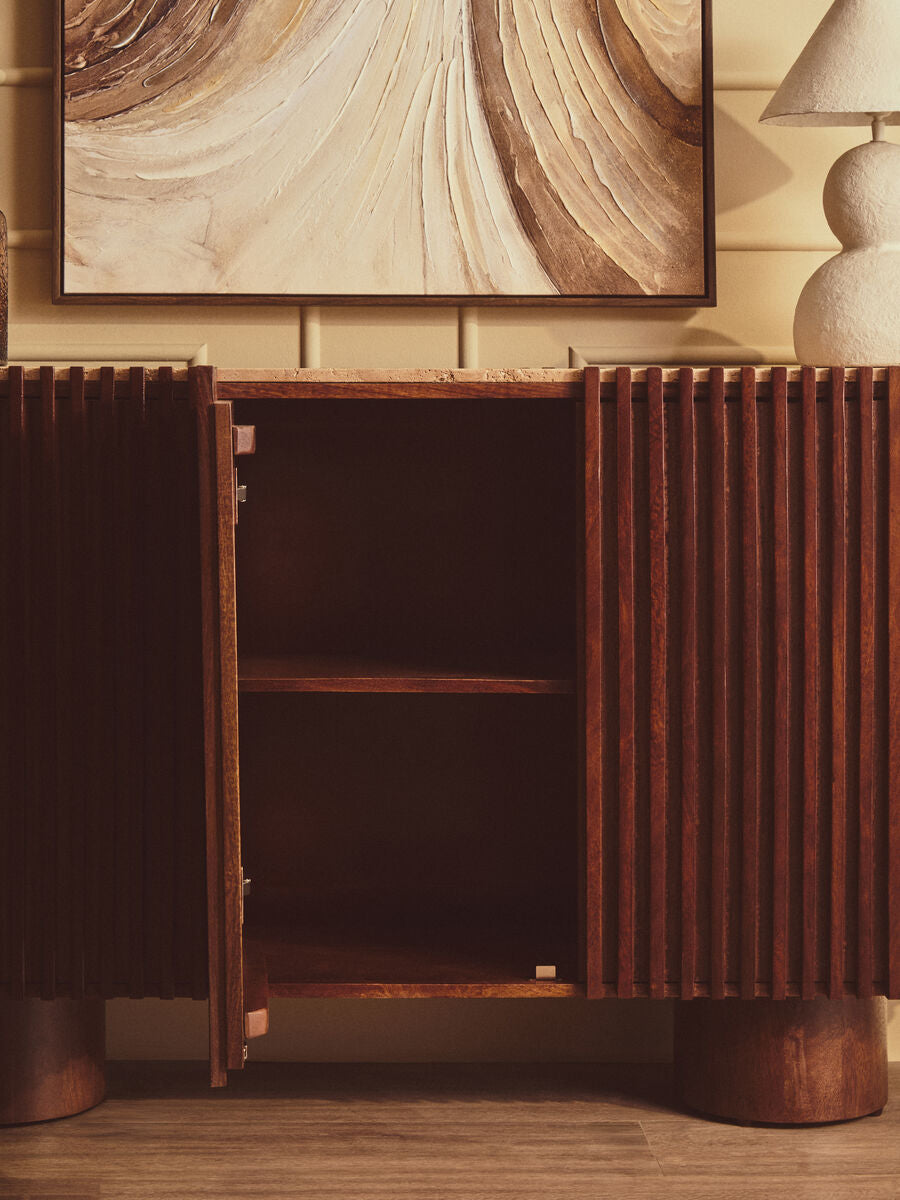 Babel Travertine and Mango Wood 2 Door Sideboard