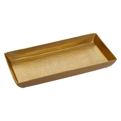 Gold rectangular tray on a white background