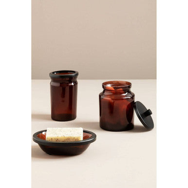 Kiara Brown Glass Bathroom Tumbler | Allegra
