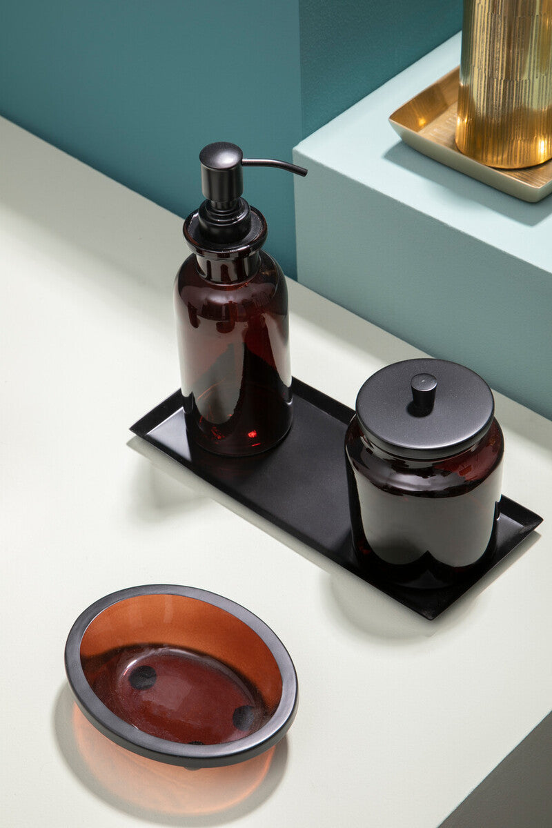 Allegra Kiara Brown Glass Bathroom Jar