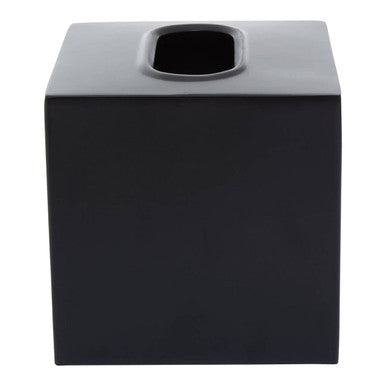 Black square tissue box on a white background