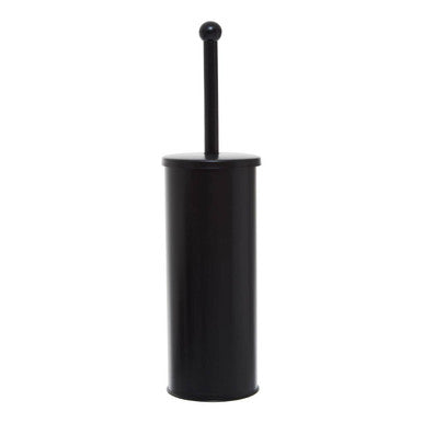 Black toilet brush with holder on a white background