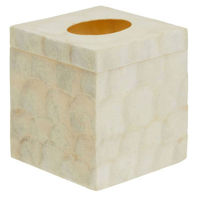 Palu White Shell Square Tissue Box