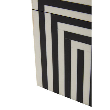 Donato Medium Square Black and White Stripe Trinket Box