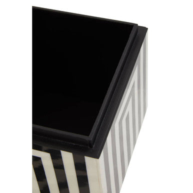 Donato Medium Square Black and White Stripe Trinket Box