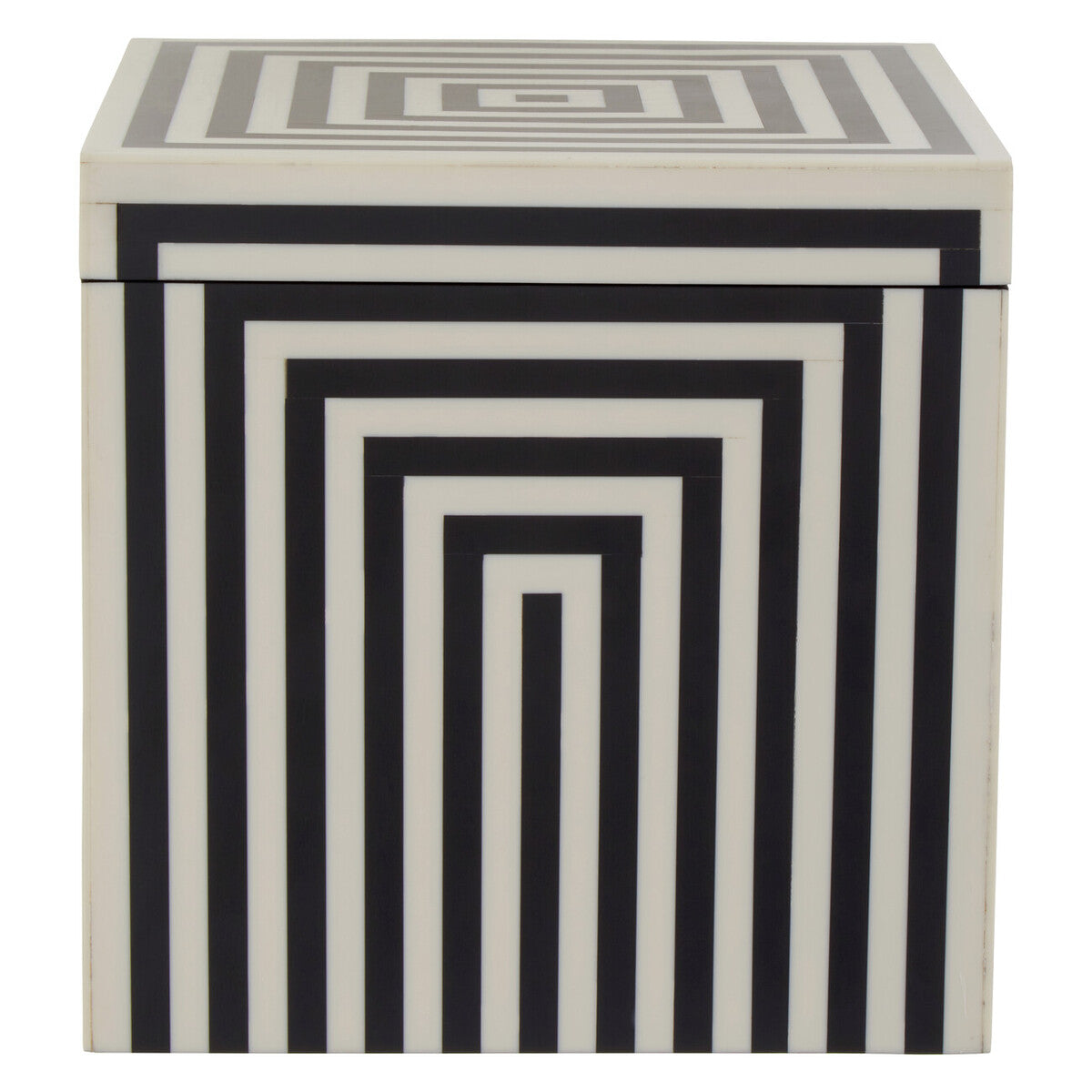 Donato Large Square Black and White Stripe Trinket Box