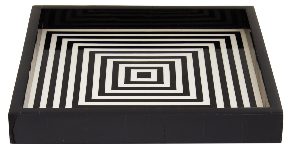 Donato Black And White Finish Square Tray - Image 1