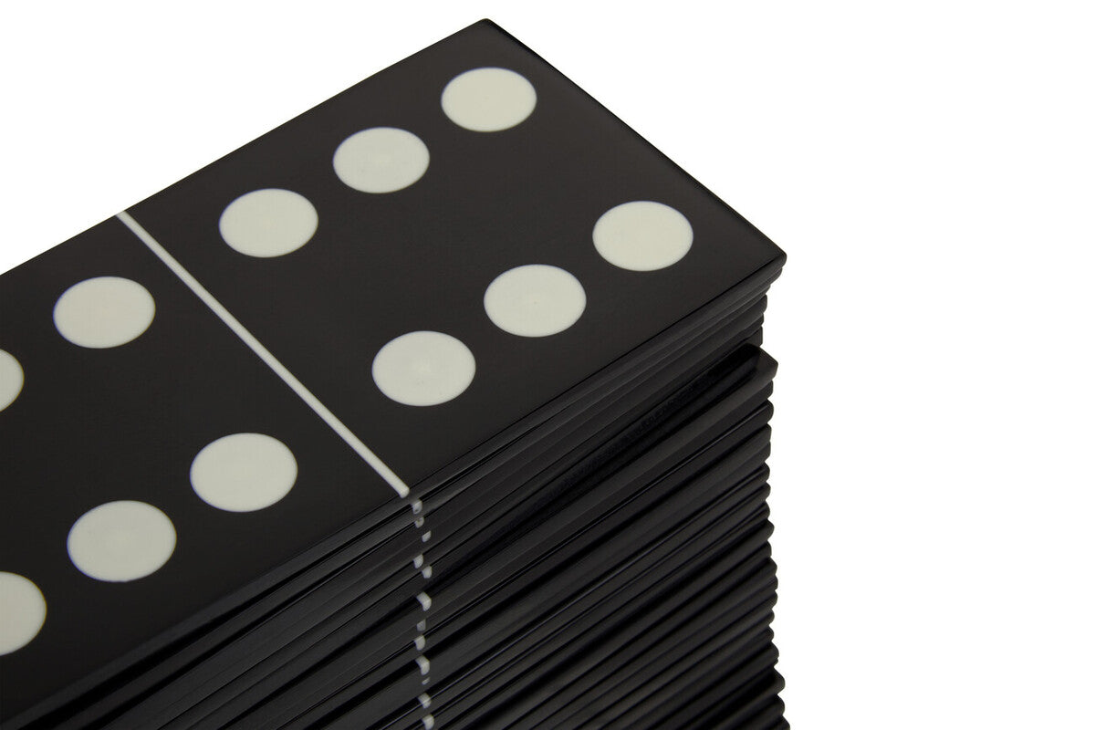 Churchill Games Grey Bone Domino Set with Black Dominoes