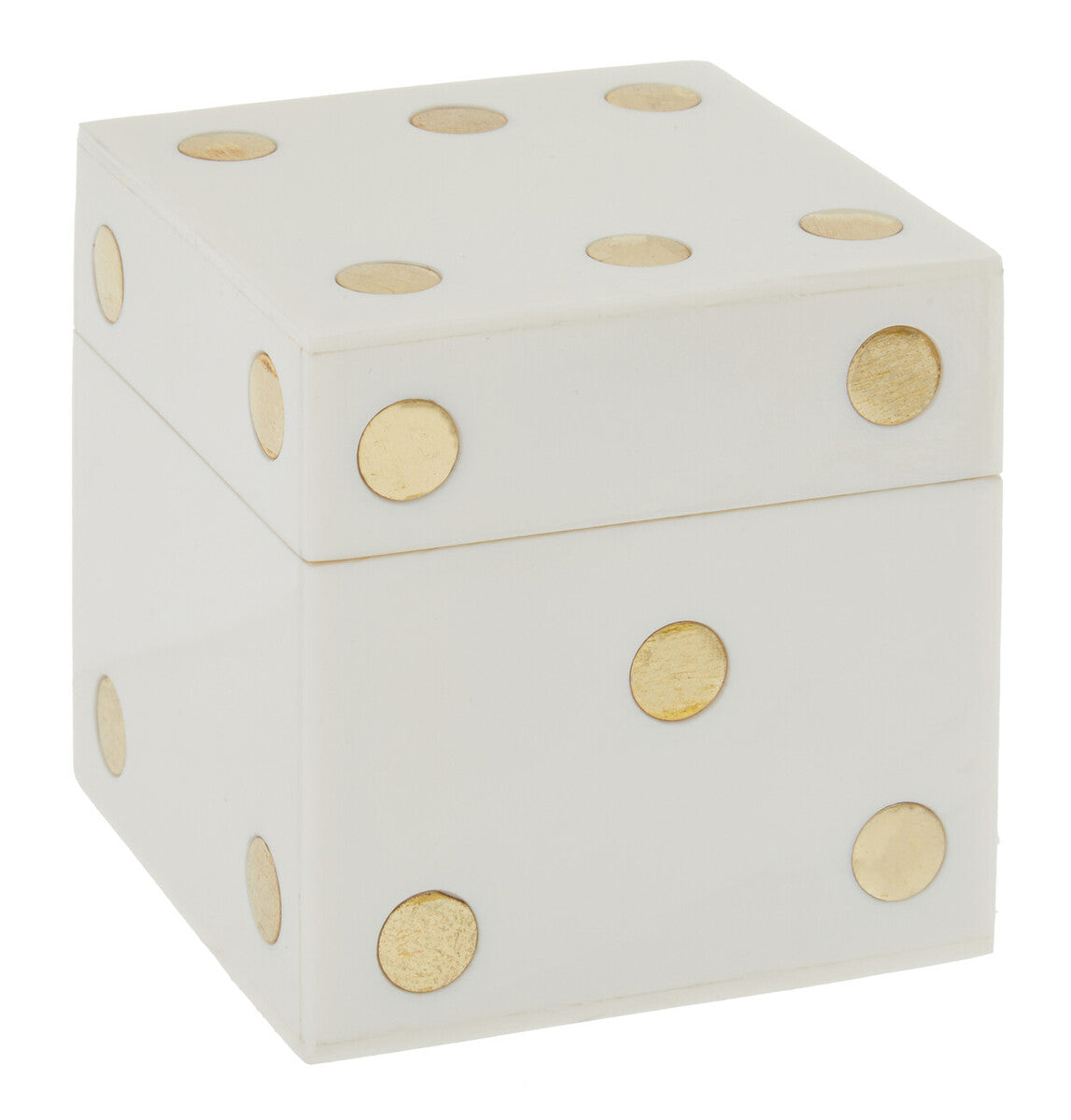 Churchill Games White and Gold Dice Box with Five White Dice