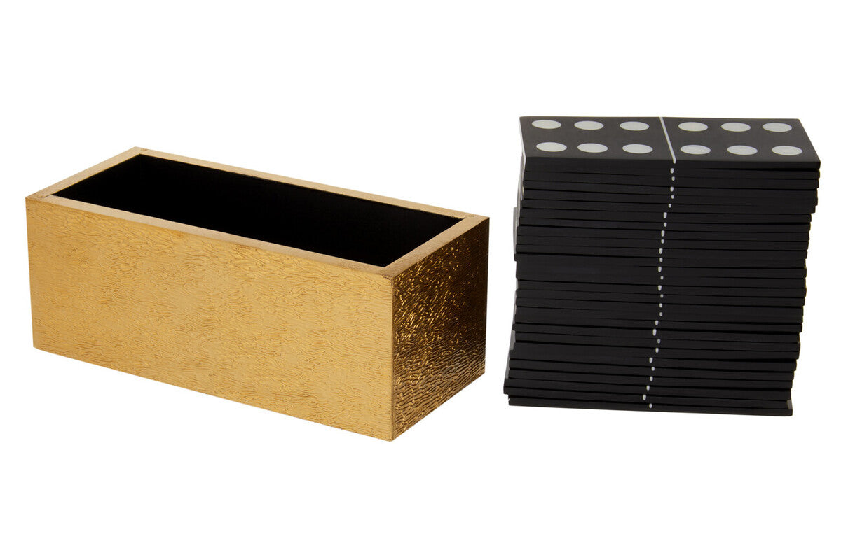 Churchill Games Gold Domino Set with Black Dominoes