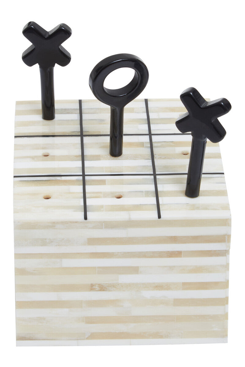 Churchill Games Cream and Black Bone Noughts & Crosses - Image 1
