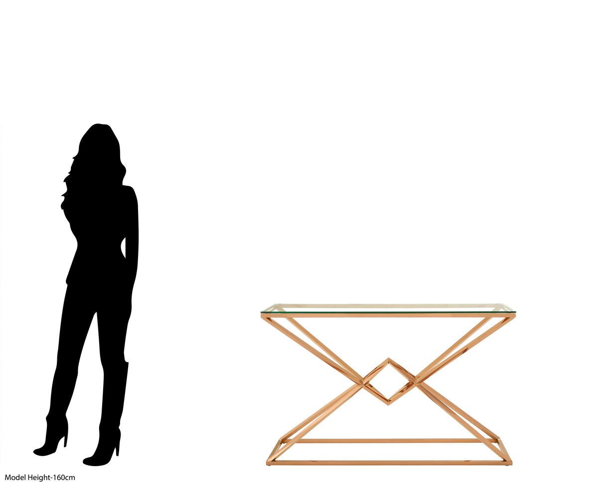 Allure Corseted Rose Gold Console Table