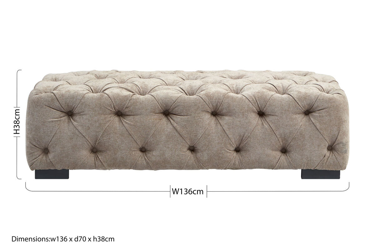 Fenton Natural Fabric Tufted Rectangular Footstool