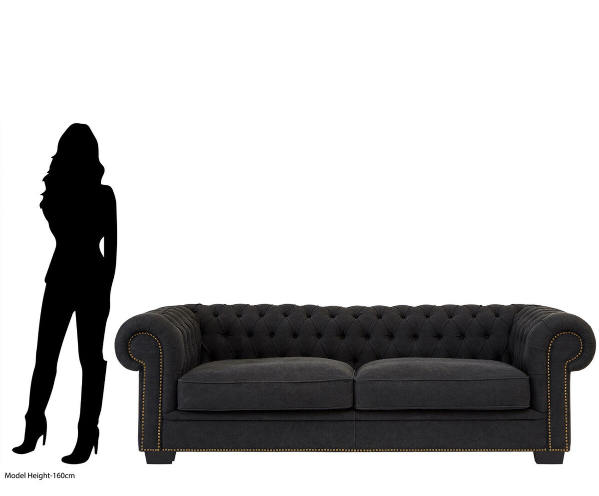 Lincoln 3 Seater Charcoal Fabric Sofa