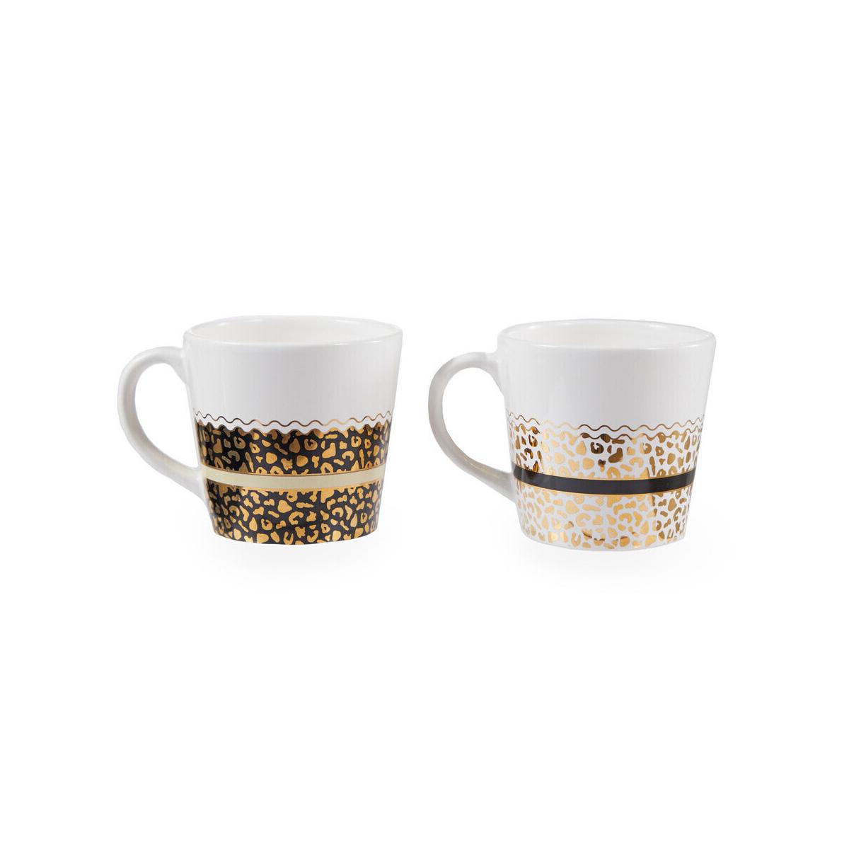 London Set Of Two Leopard Print Mugs
