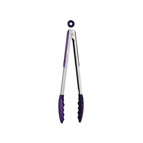 Zing Stainless Steel and Purple Silicone Tongs