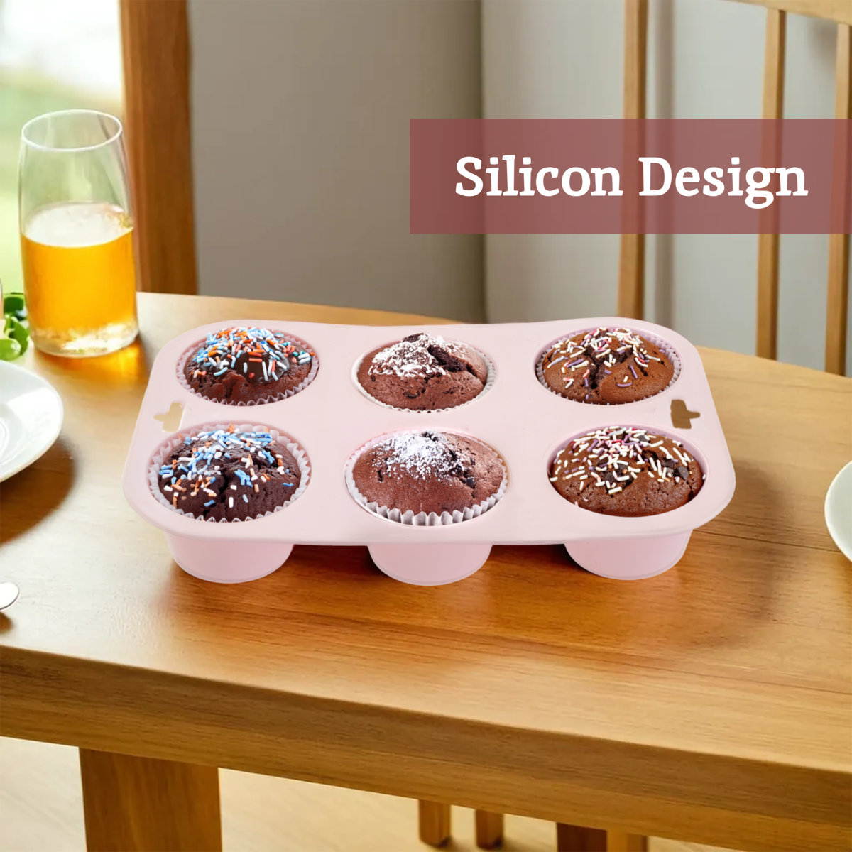 Zing Pastel Pink 6 Cup Muffin Mould