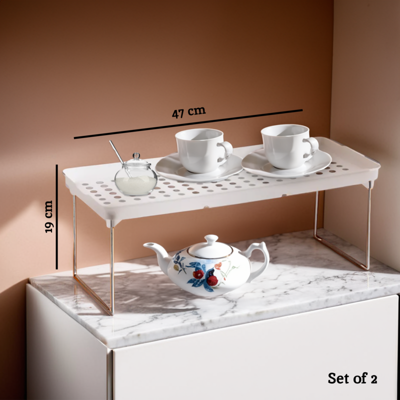 Romm Set Of 2 White And Grey Foldable Cabinet Racks